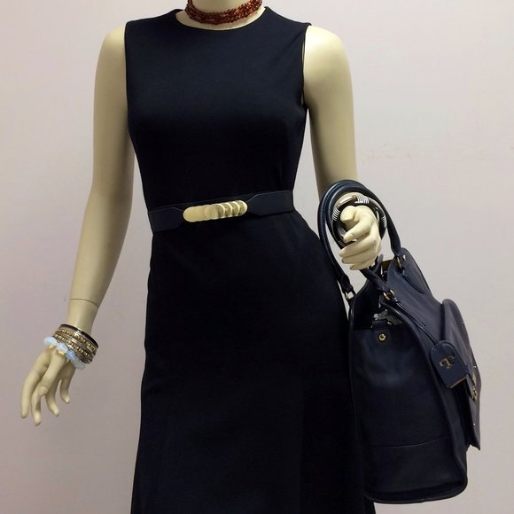 Tory Burch Priscilla Navy Blue Leather Bag - Picture 2 of 11